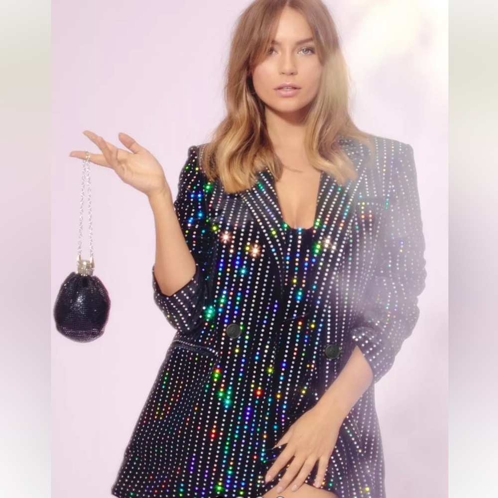 Nasty Gal Oversized Sparkly Sequin Velvet Blazer